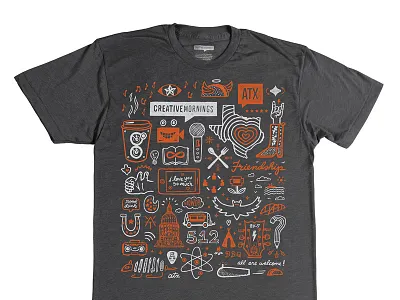 Creative Mornings Austin Shirt atx austin cm cmatx creative mornings creativemornings hand drawn icons shirt
