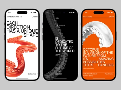 The Octopus App Concept 3d ar concept creative direction future inspiration interface layout mobile app modern startup stratup tech typo ui ux visual identity vr