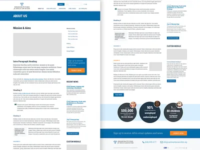 AFAA Interior Page Template Design autism cause charity design flat joomla nonprofit organization page site template web