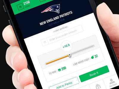 BetBomb - Bet Screen flat ui ios game app iphone app mobile app nfl game nfl mobile app