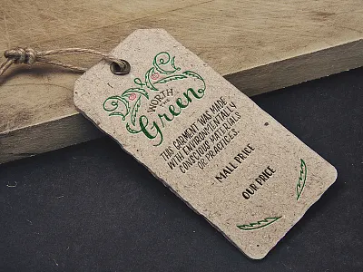 Worth The Green green hand lettering hang tag lettering retail sketch to vector tag