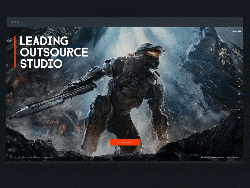Portfolio concept 3d animation concept fullscreen game landing portfolio scroll studio web design website
