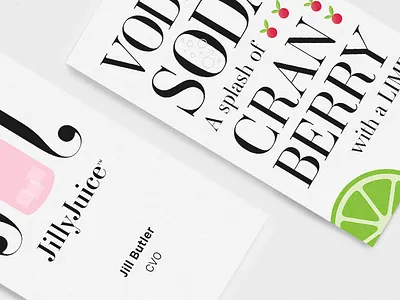 JillyJuice Cards alcohol ambroise branding business cards cards cocktail cranberry feminine lime print typography vodka