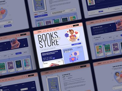 Books store design books branding concept design ecommerce illustration landing shot store ui ux webdesign website