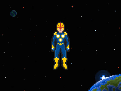 A man called Nova earth guardians of the galaxy marvel nova pixel art pixels space stars