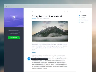 Blog template article blog clean dashboard flat list minimal simple ui ux violet whitespace