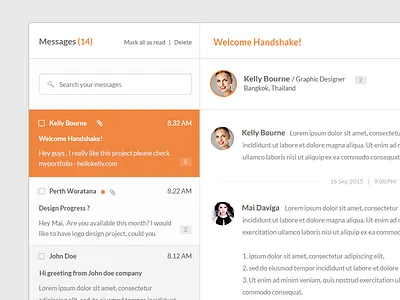 Message UI Design WIP blue dashboard design message orange ux