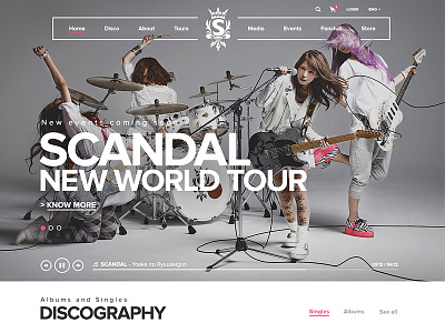 Scandal Website Concept band clean concept design desktop flat japan music scandal ui web website