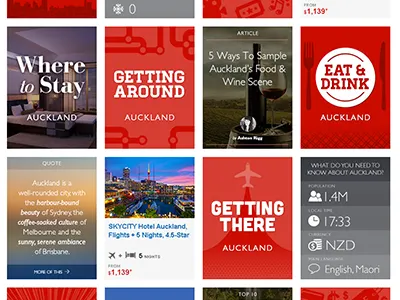 Auckland Travel Ideas Overview Page flat illustration layout travel typography ui