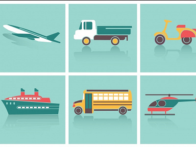 Transportation icons set bicycle creative direction element helicopter motorcycle pattern road traffic travel wallpaper