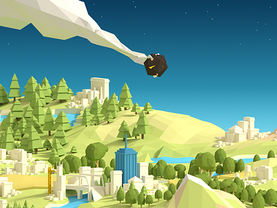 Low poly map 3d blender faceted low poly map meteor