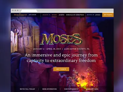 Sight & Sound Theaters 2015 Season Website bible branding fixed height religious responsive storytelling theatre ui ux video web design website