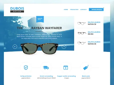 Optics Website blue optics ui webshop website