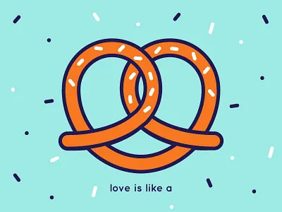 love is like a ... pretzel // with Wallpaper biscuit color happy heart illo illustration love pretzel shape sparkles stroke sweet