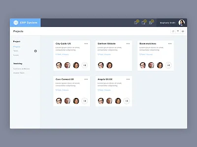 Project Module dashboard erp project ui ux web