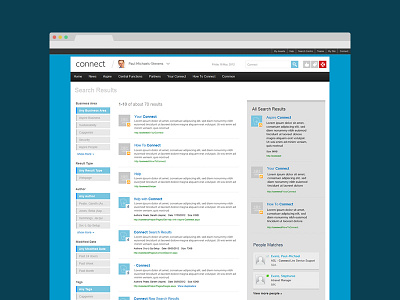 Capgemini SharePoint Intranet - Connect blue corporate flat intranet metro search sharepoint ui
