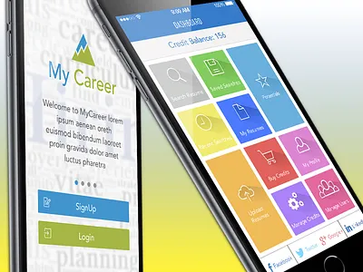 Career Apps Screenshot apple career dashboard icons iphone iphone6 social tiles ui ux