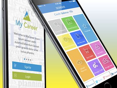 Career Apps Screenshot apple career dashboard icons iphone iphone6 social tiles ui ux