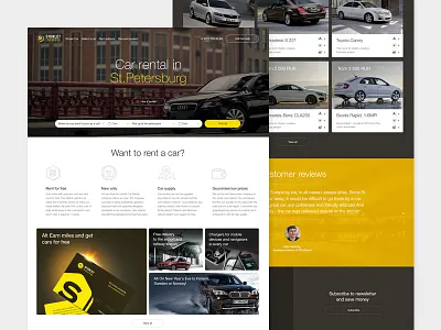 Storlet. Car Rental brown car rental service site storlet ui web web design yellow