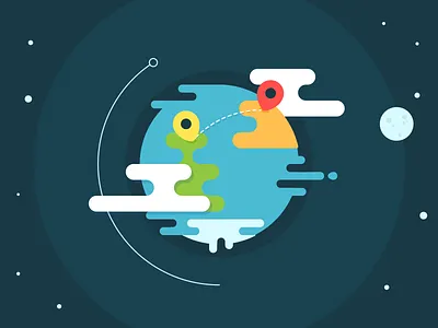 Earth Illustration connection earth earth illustration flat globe illustration liquid moon pin space world world illustration