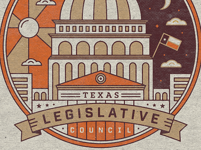 Capitol Illustration, Round 2 austin banner capitol flag moon stars sun texas