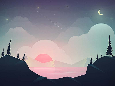 Heaven and Earth cloud earth forest heaven josh warren lake moon nature sky star tree water