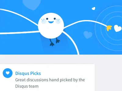 Disqus Team Picks Illustration blue disqus face fun icon illustration shadow