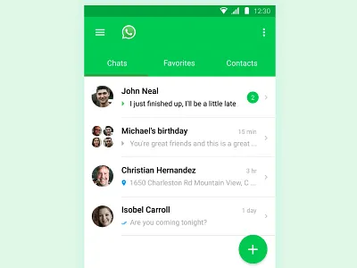 WhatsApp (concept) - Material Design android concept flat google lollipop material design whatsapp