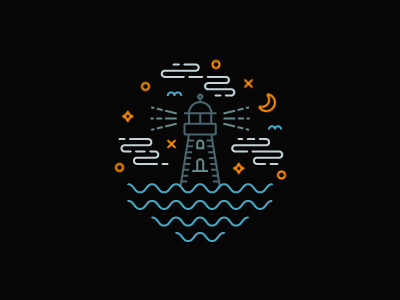 lighthouse clouds gif lighthouse moon sea seagull shine starlight stars waves