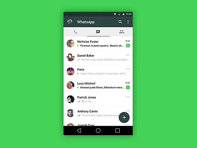 Whatsapp - Material Design android app clean design flat icon illustration logo material design photoshop ui ux