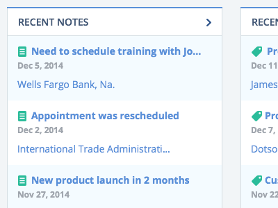 Users Recent Activity contacts dashboard lists notes personalization product quick view recent activity software tags ui ux