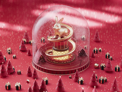 Xmas Rabbit 2023 3d 3d animation 3d christmas after effects animation c4d christmas christmas animation christmas rabbit cinema 4d gif illustration motion graphics new year rabbit rabbit 3d xmas