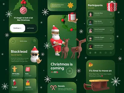 Secret Santa // Mobile App application blacklead blacklead studio christmas design gifts icons mobile mobile app new year product santa ui ux work