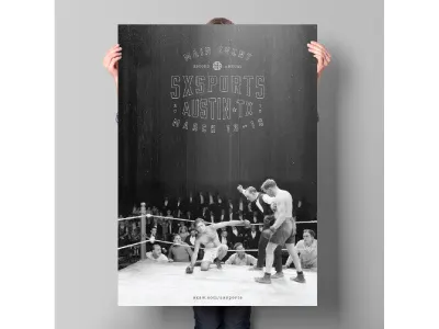 SXSports Poster austin black boxing competition poster sports sxsw white