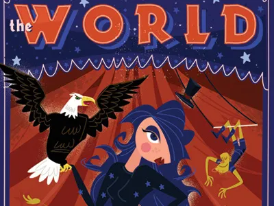 Tarot Card - The World animals bird card circus eagle lion ox tarot