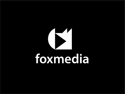 foxmedia animal arrow clever fox logo media minimal negative space play button simple video wild