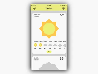 Weather App Card Interface clean flat ios iphone minimal neat ui