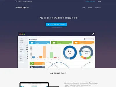 SalesBridge.io Redesign admin dashboard email landing page salesbridge salesforce