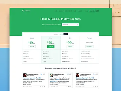 Positionly Pricing green plans positionly price price list pricing sign tweets up white