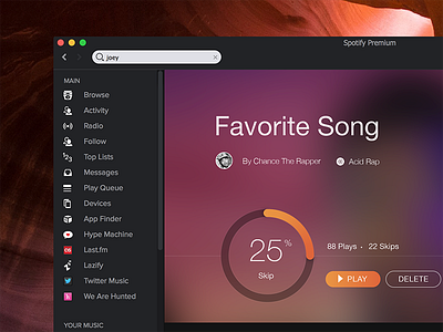 Skipper analytics blur dark data vis gradient music progress skipper spotify ui