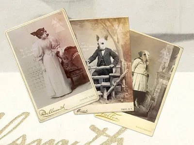 Classy Dog Portraits card collage dogs filter grunge layout old photo retro texture vintage