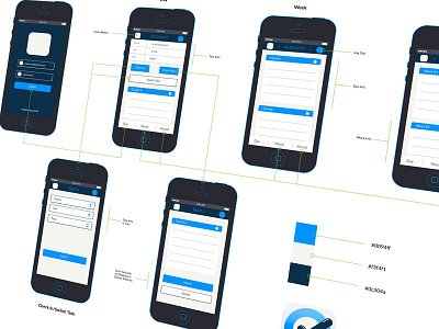 Check In Wireframe app check in illustrator wireframe