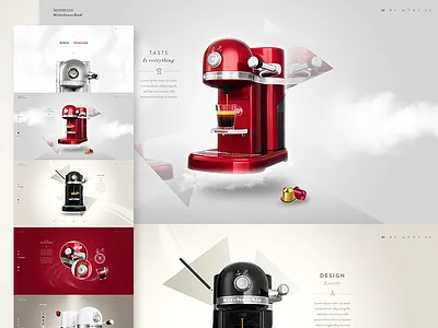 Nespresso by Kitchenaid - Website clean flat icons kitchenaid menu minimal navigation nespresso one page ui webdesign