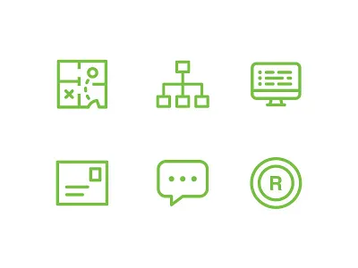 Icon Set 03 branding chart code computer contact mail office org plan production strategy workplace