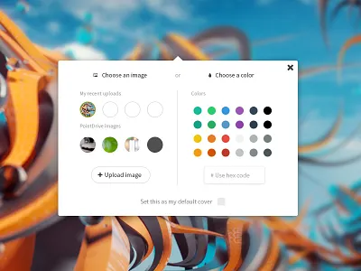 Cover picker clean color cover hex image minimal picker popover ui upload
