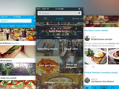 Discovery Exploration app blue device discovery exploration foursquare grey ios iphone photos ui ux