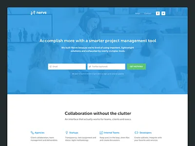 Pre-BETA Registration Page landing page nerve project management registration ui web