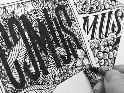 Doodlin' detail illustration intricate label lettering packaging sketch wine wine label