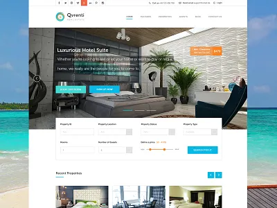 Qvrenti Real Estate creative design holiday layout psd template real estate responsive template themeforest travel webdesign wordpress