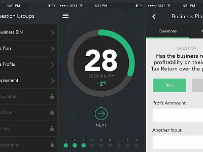 SBA Loan Assistant angularjs app banking financial fintech flat gauge iphone list mobile typography ui